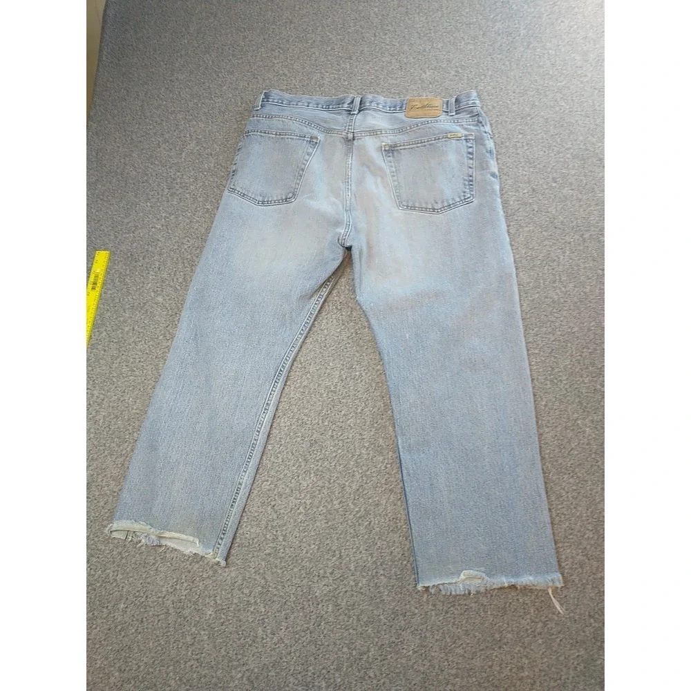 Levi Strauss Signature Mens Regular Fit Light Wash Distressed Star Jeans 40x26